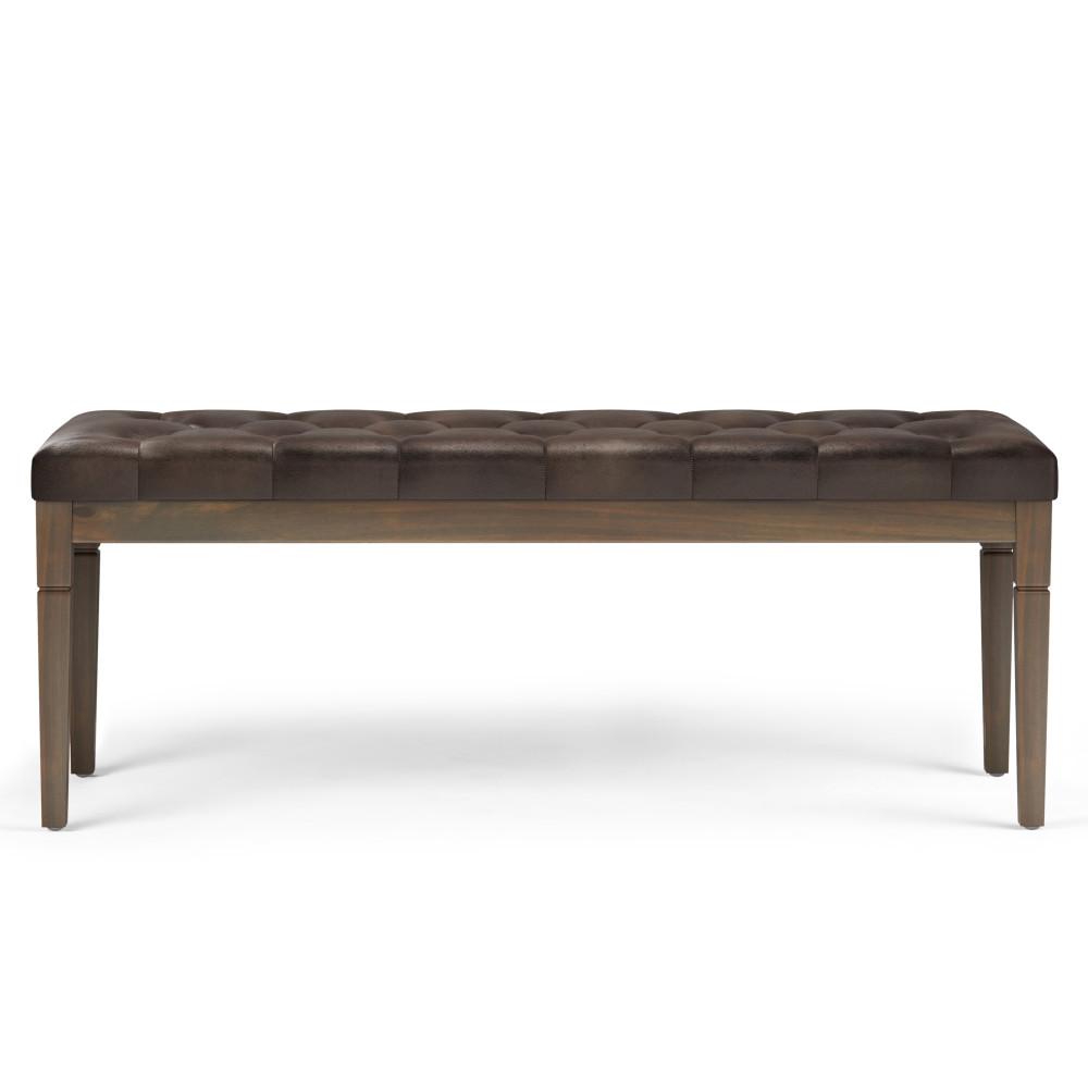 Distressed Brown Distressed Vegan Leather | Waverly Tufted Ottoman Bench