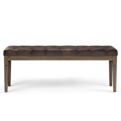 Distressed Brown Distressed Vegan Leather | Waverly Tufted Ottoman Bench