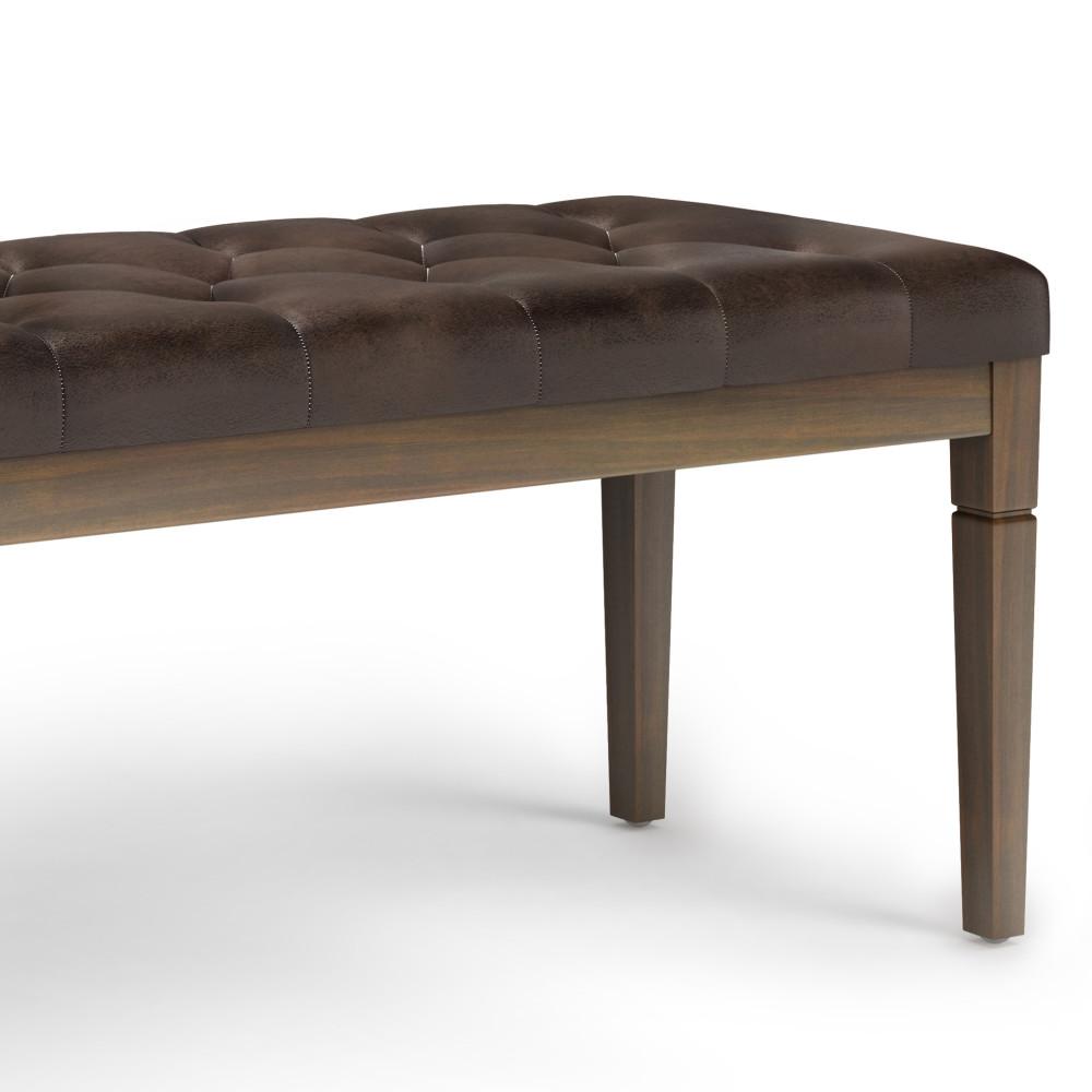 Distressed Brown Distressed Vegan Leather | Waverly Tufted Ottoman Bench