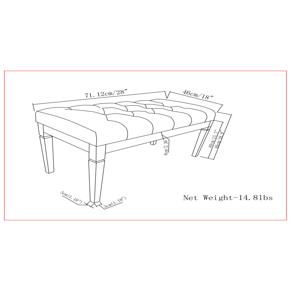 Waverly Small Tufted Ottoman Bench