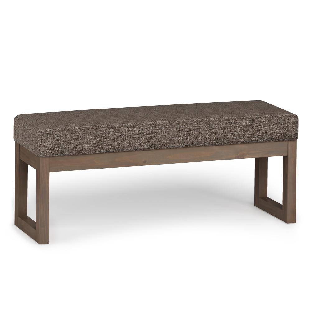 Mink Brown Tweed Style Fabric | Milltown 44 inch Large Ottoman Bench in Linen Style Fabric