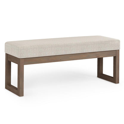 Platinum Tweed Style Fabric | Milltown 44 inch Large Ottoman Bench in Linen Style Fabric