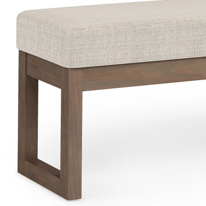 Platinum Tweed Style Fabric | Milltown 44 inch Large Ottoman Bench in Linen Style Fabric