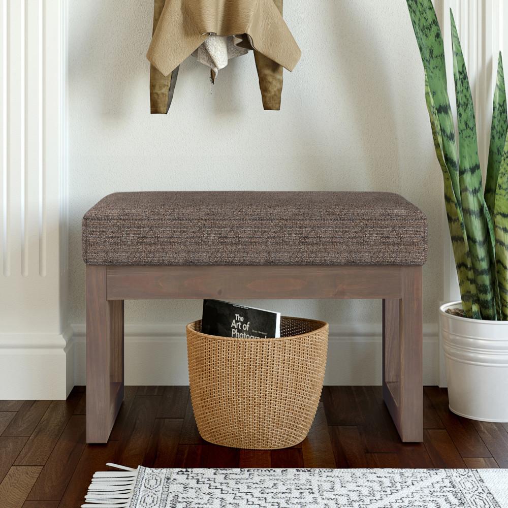 Mink Brown Tweed Style Fabric | Milltown Footstool Small Ottoman Bench