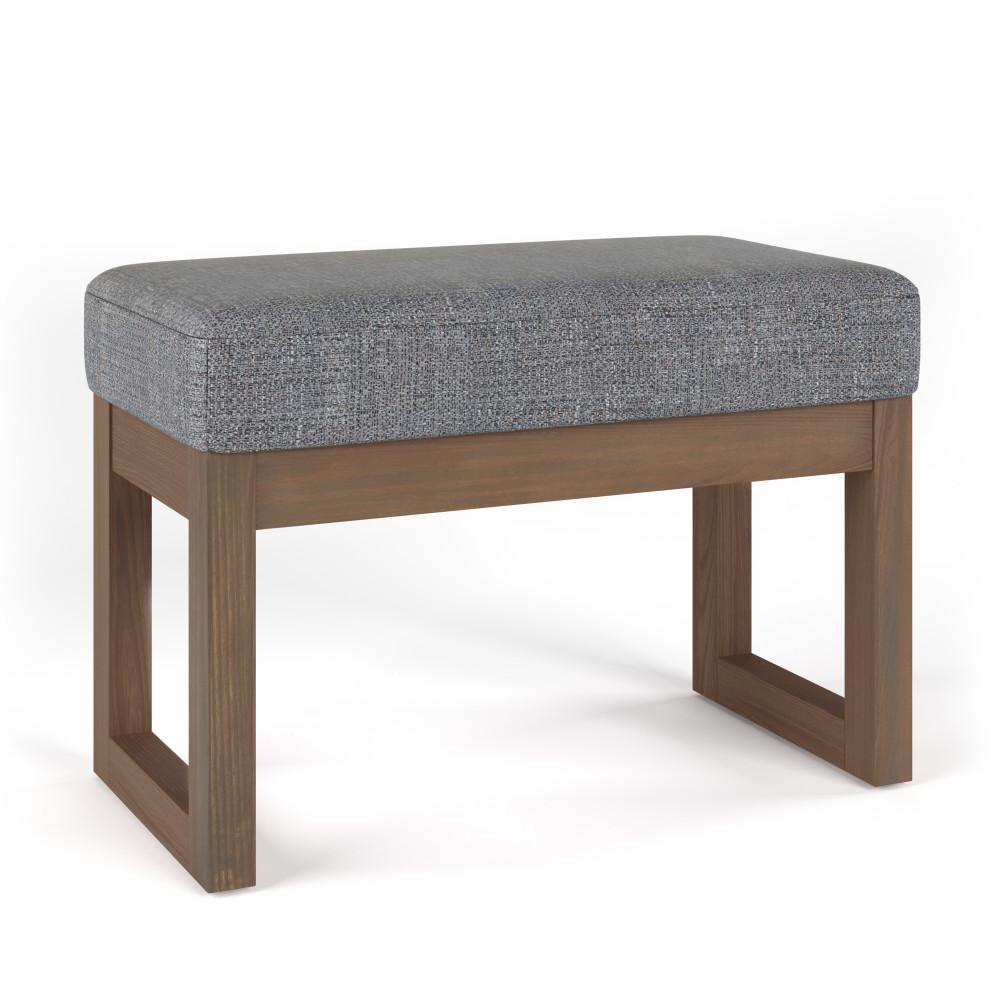 Pebble Grey Tweed Style Fabric | Milltown Footstool Small Ottoman Bench