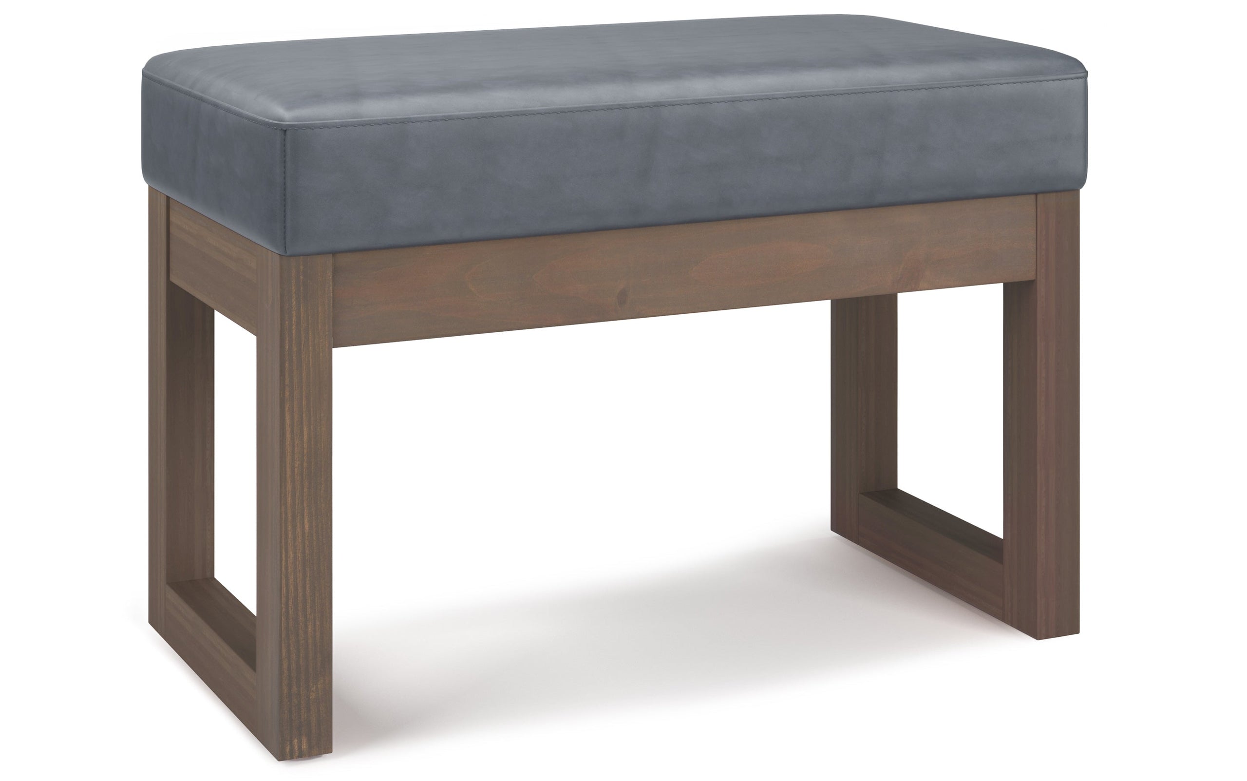 Stone Grey Vegan Leather | Milltown Footstool Small Ottoman Bench