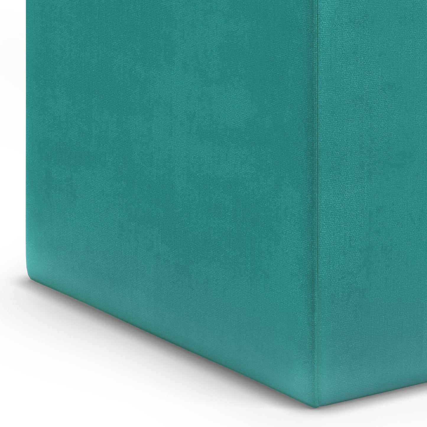 Aqua Blue Velvet Fabric | Rockwood Vegan Leather Cube Storage Ottoman with Tray