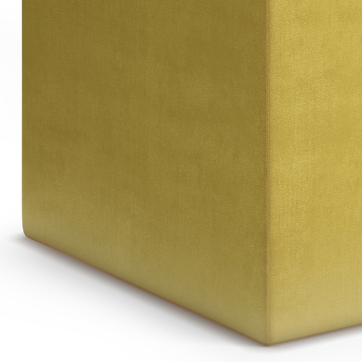 Dijon Yellow Velvet Fabric | Rockwood Vegan Leather Cube Storage Ottoman with Tray