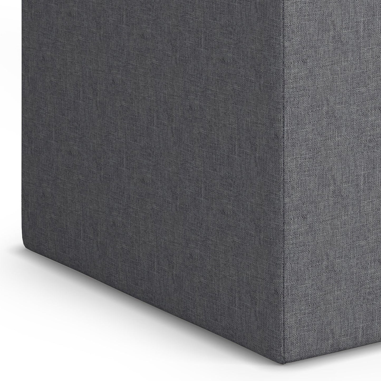 Slate Grey Linen Style Fabric | Rockwood Vegan Leather Cube Storage Ottoman with Tray