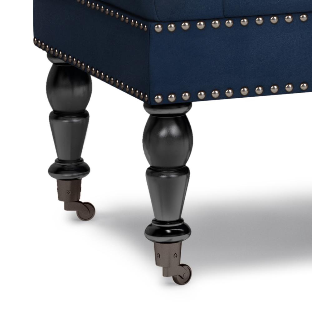 Distressed Dark Blue Distressed Vegan Leather | Henley Tufted Ottoman