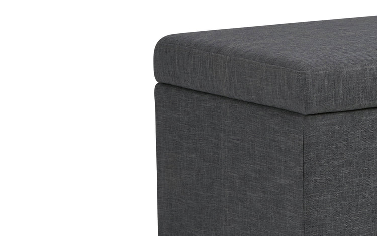 Slate Grey Linen Style Fabric | Amelia Storage Ottoman Bench