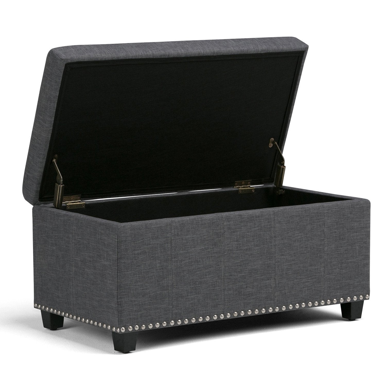 Slate Grey Linen Style Fabric | Amelia Storage Ottoman Bench