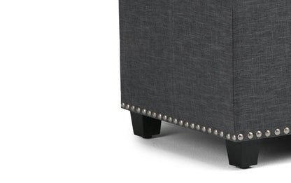 Slate Grey Linen Style Fabric | Amelia Storage Ottoman Bench