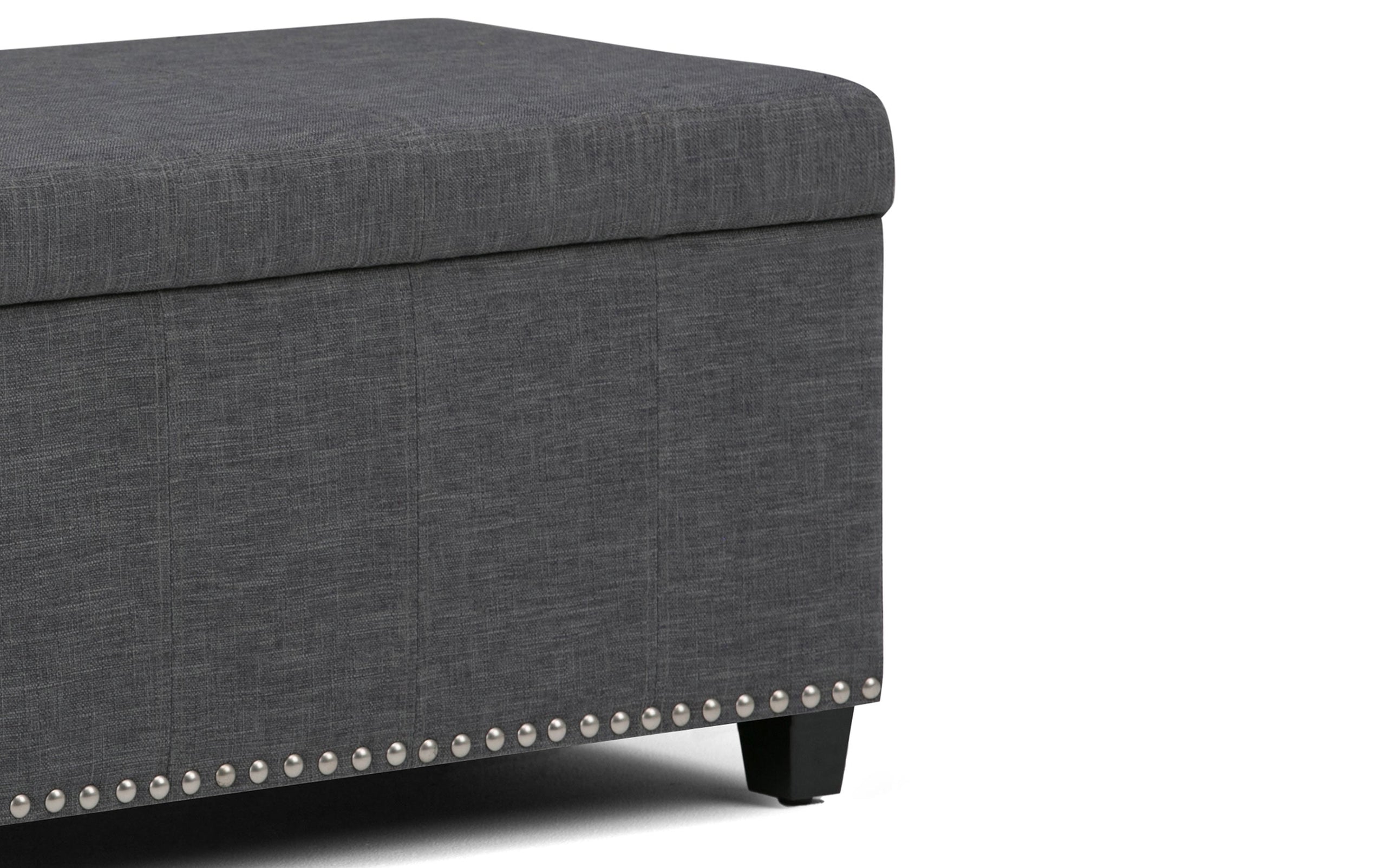 Slate Grey Linen Style Fabric | Amelia Storage Ottoman Bench