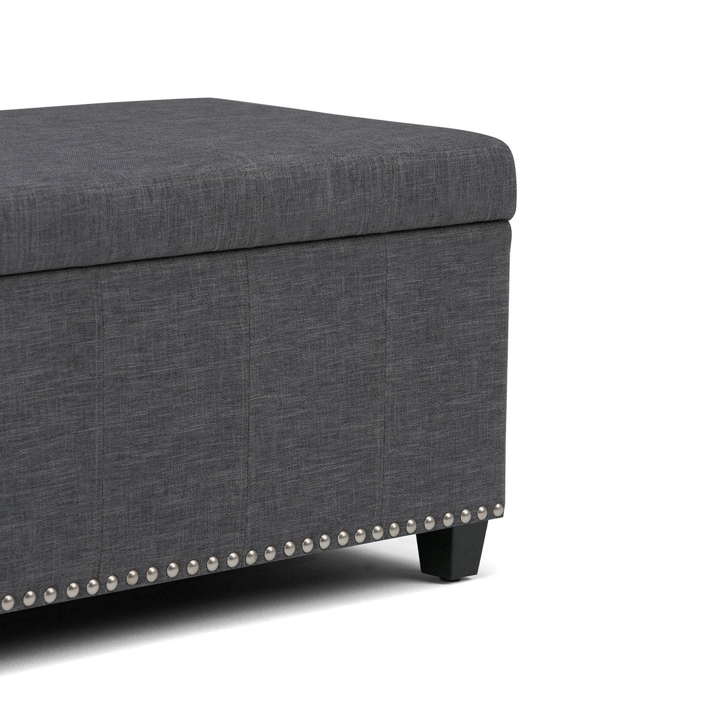 Slate Grey Linen Style Fabric | Amelia Storage Ottoman Bench