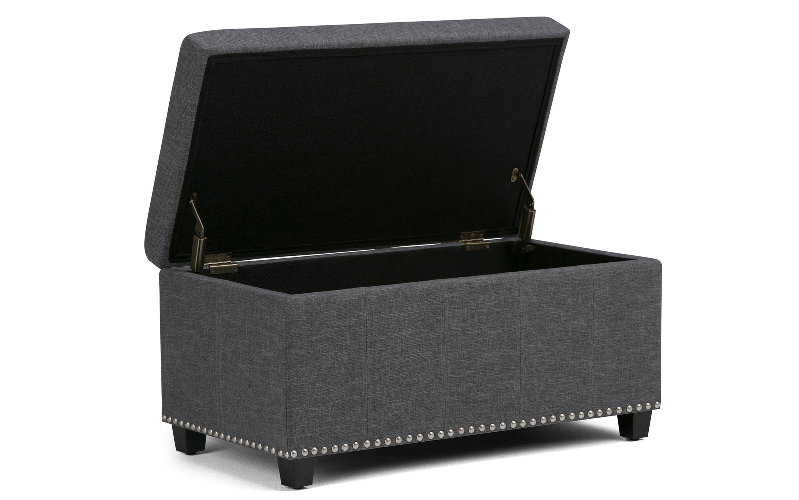 Slate Grey Linen Style Fabric | Amelia Storage Ottoman Bench