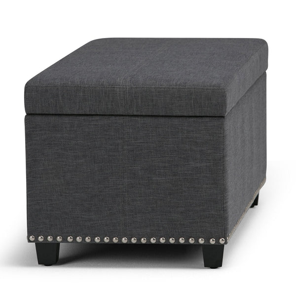 Slate Grey Linen Style Fabric | Amelia Storage Ottoman Bench