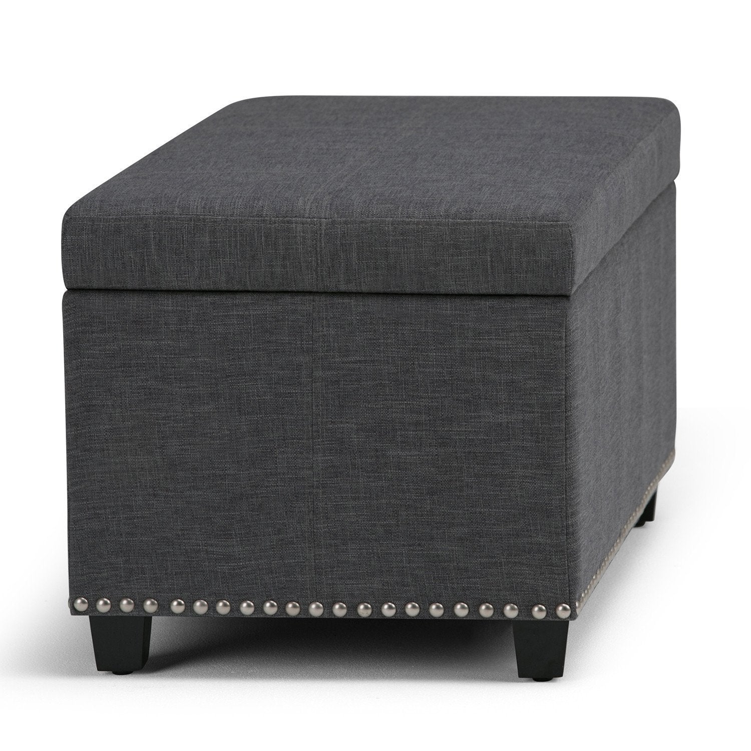 Slate Grey Linen Style Fabric | Amelia Storage Ottoman Bench