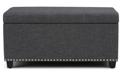 Slate Grey Linen Style Fabric | Amelia Storage Ottoman Bench