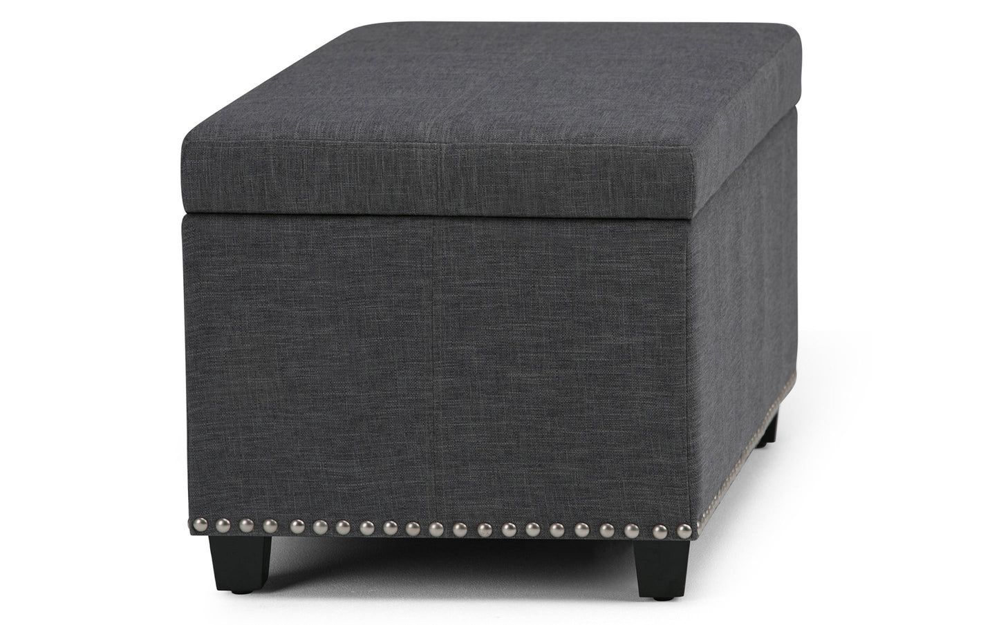 Slate Grey Linen Style Fabric | Amelia Storage Ottoman Bench