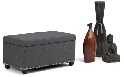 Slate Grey Linen Style Fabric | Amelia Storage Ottoman Bench