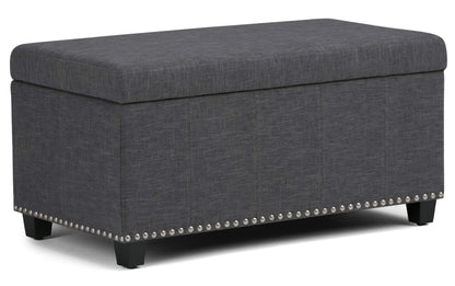 Slate Grey Linen Style Fabric | Amelia Storage Ottoman Bench