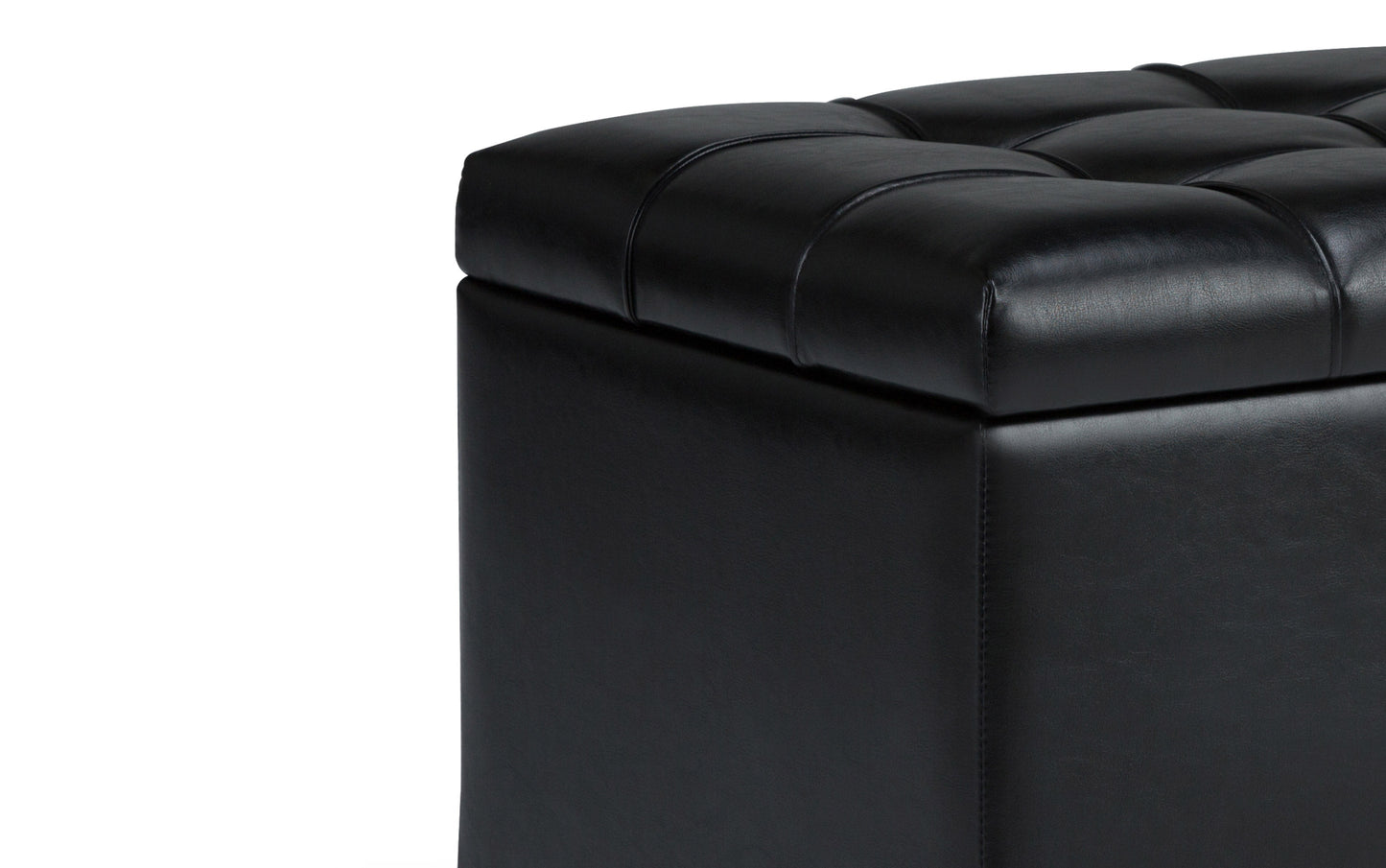 Midnight Black Vegan Leather | Sienna Storage Ottoman Bench