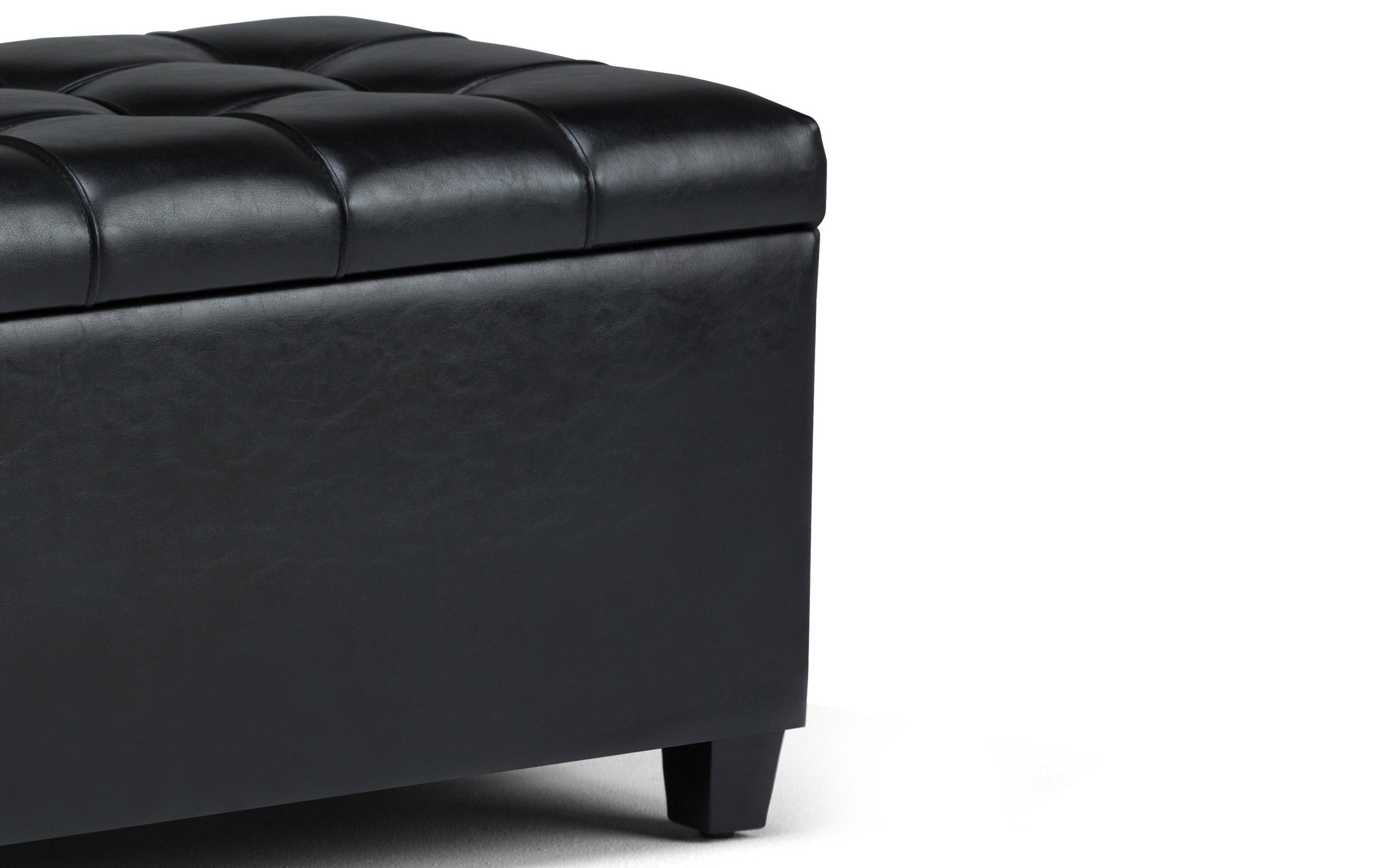 Midnight Black Vegan Leather | Sienna Storage Ottoman Bench