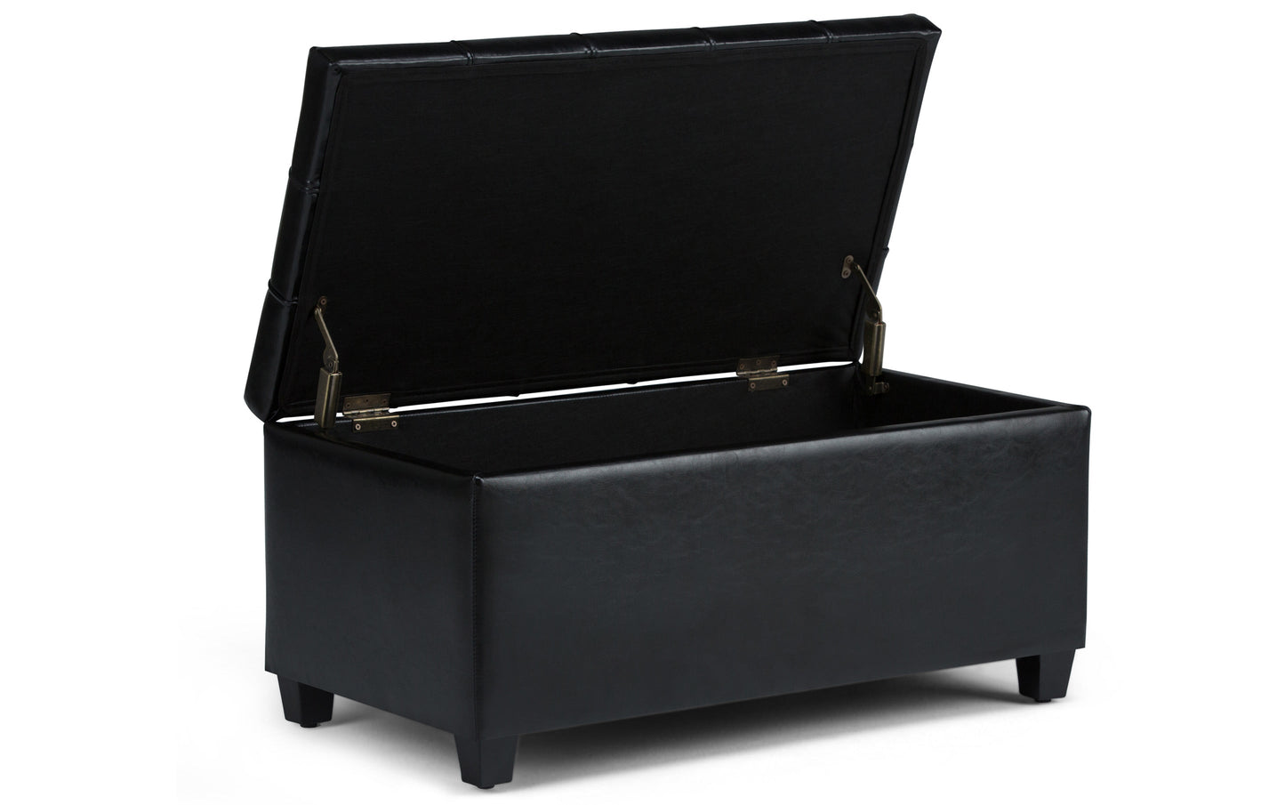 Midnight Black Vegan Leather | Sienna Storage Ottoman Bench