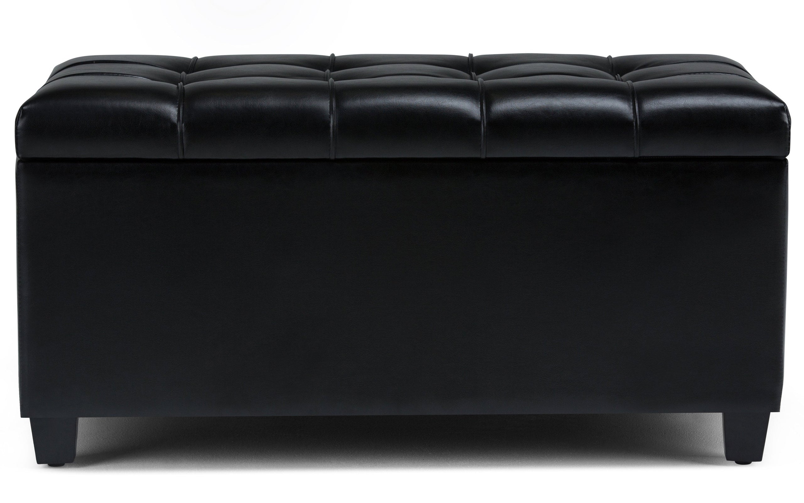 Midnight Black Vegan Leather | Sienna Storage Ottoman Bench