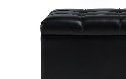 Midnight Black Vegan Leather | Sienna Storage Ottoman Bench