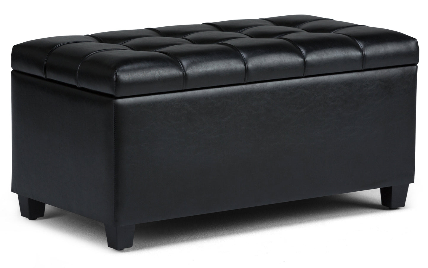 Midnight Black Vegan Leather | Sienna Storage Ottoman Bench