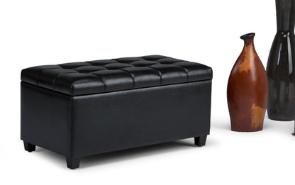 Midnight Black Vegan Leather | Sienna Storage Ottoman Bench