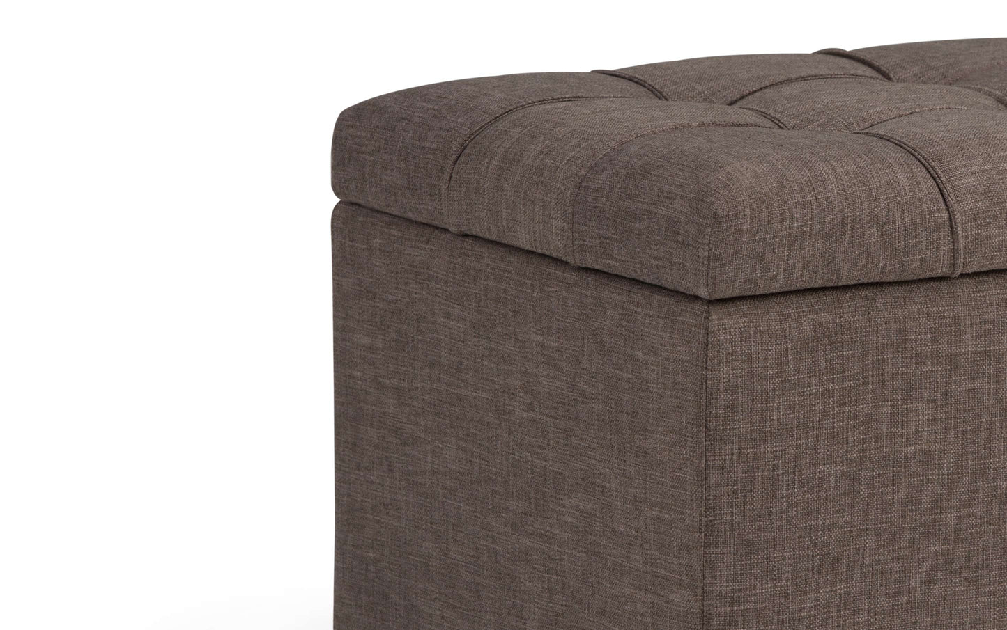 Fawn Brown Linen Style Fabric | Sienna Storage Ottoman Bench 