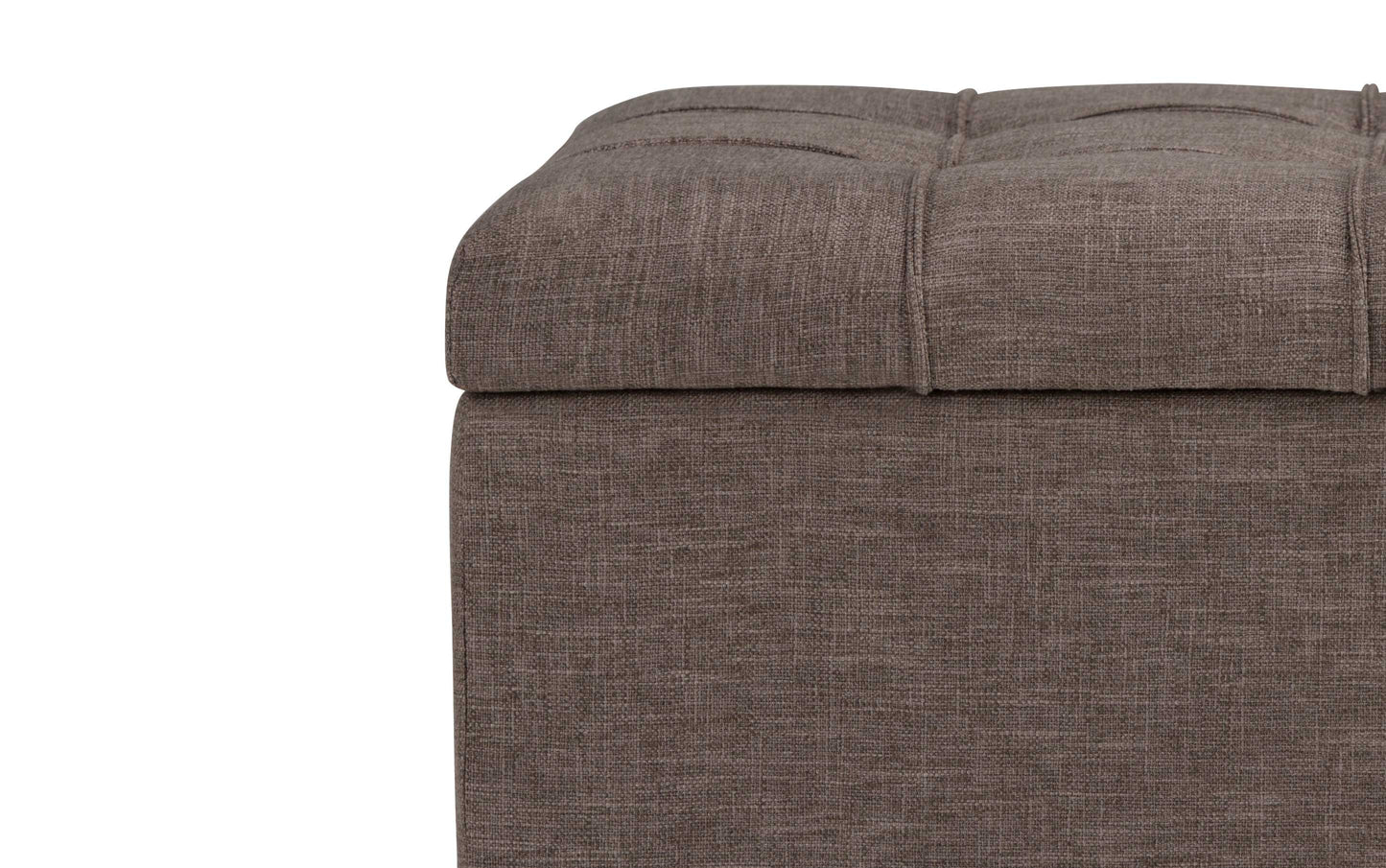 Fawn Brown Linen Style Fabric | Sienna Storage Ottoman Bench 