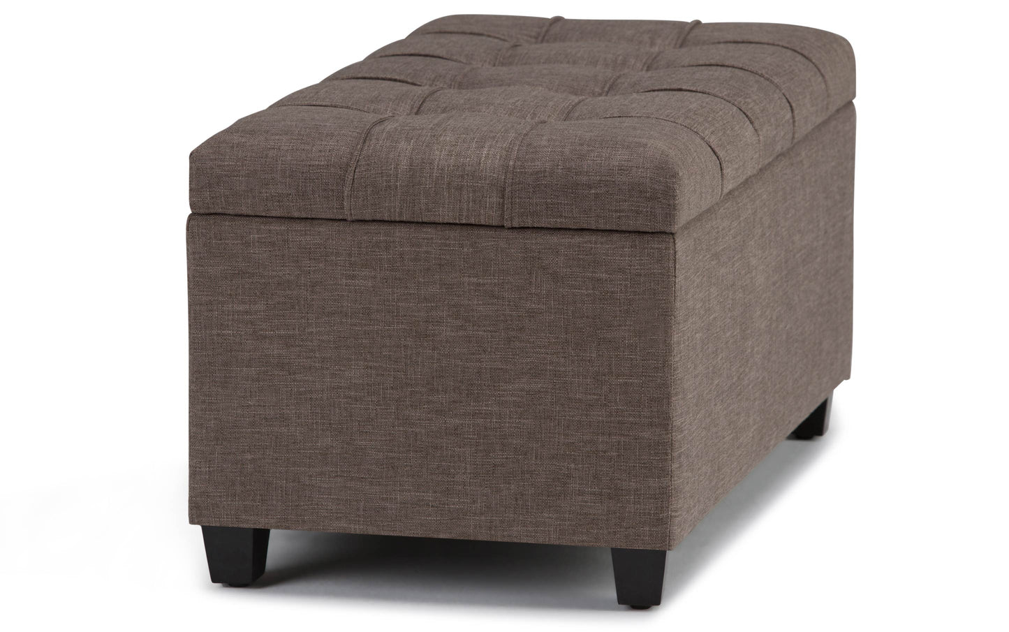 Fawn Brown Linen Style Fabric | Sienna Storage Ottoman Bench 