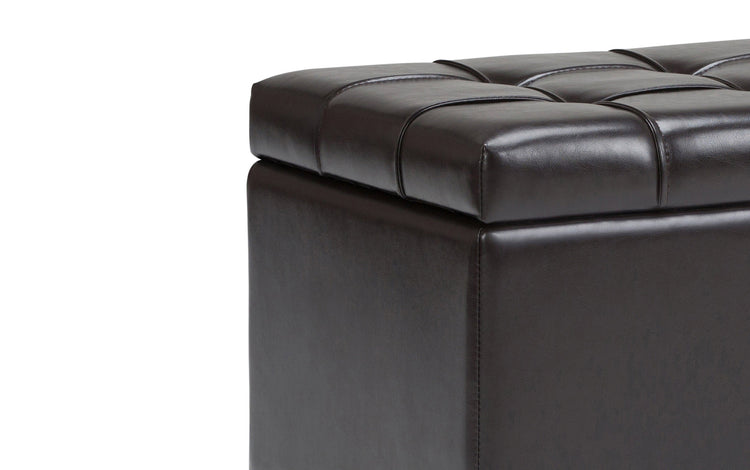 Tanners Brown Vegan Leather | Sienna Storage Ottoman Bench