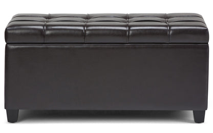 Tanners Brown Vegan Leather | Sienna Storage Ottoman Bench