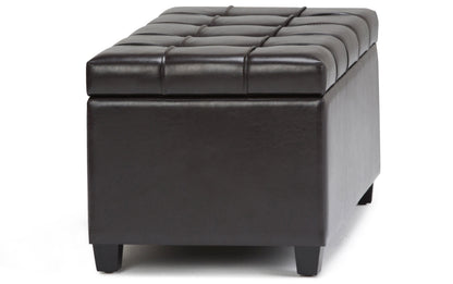 Tanners Brown Vegan Leather | Sienna Storage Ottoman Bench