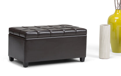 Tanners Brown Vegan Leather | Sienna Storage Ottoman Bench