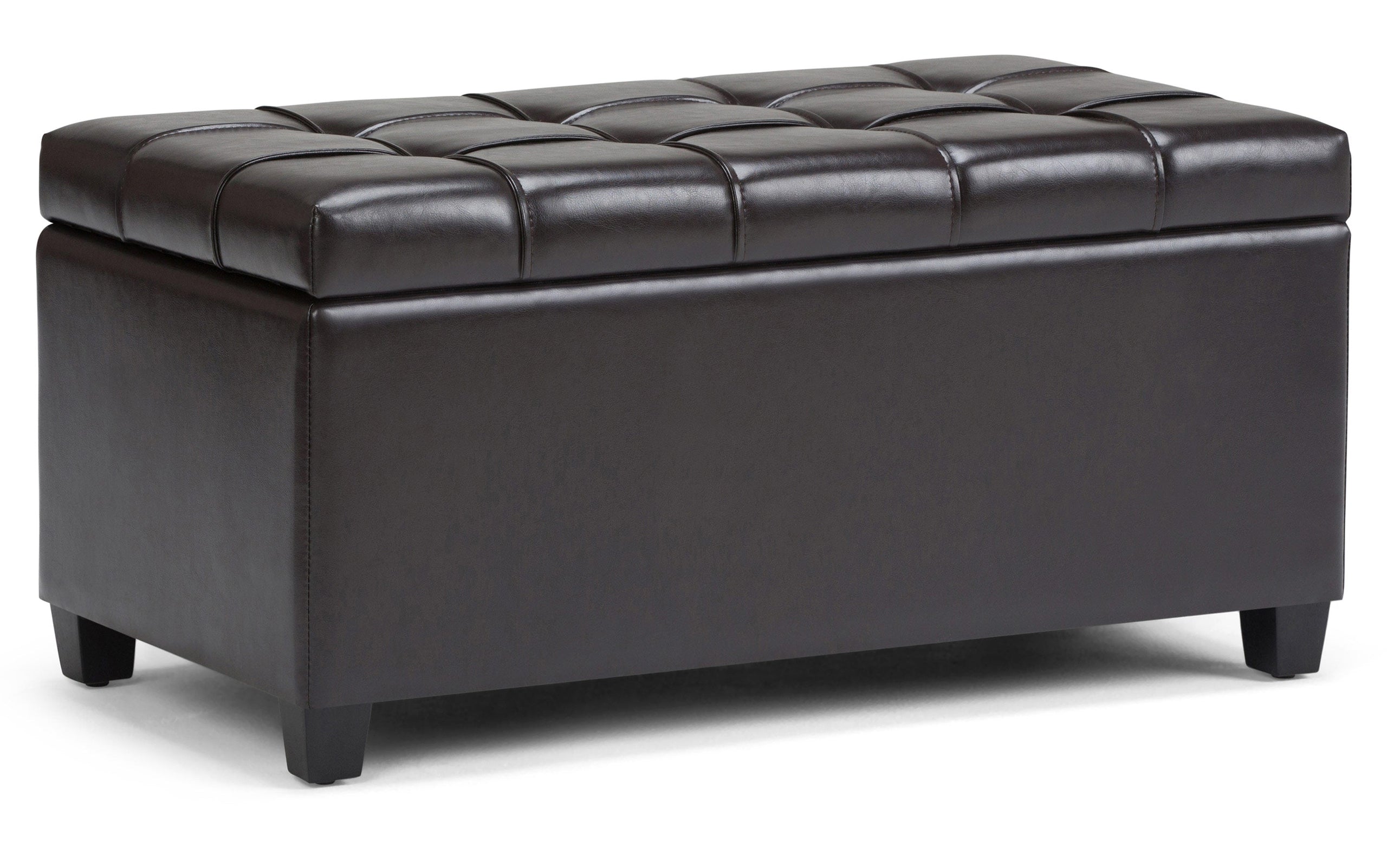 Tanners Brown Vegan Leather | Sienna Storage Ottoman Bench