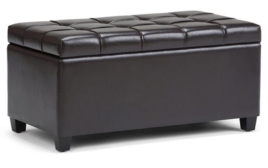 Tanners Brown Vegan Leather | Sienna Storage Ottoman Bench