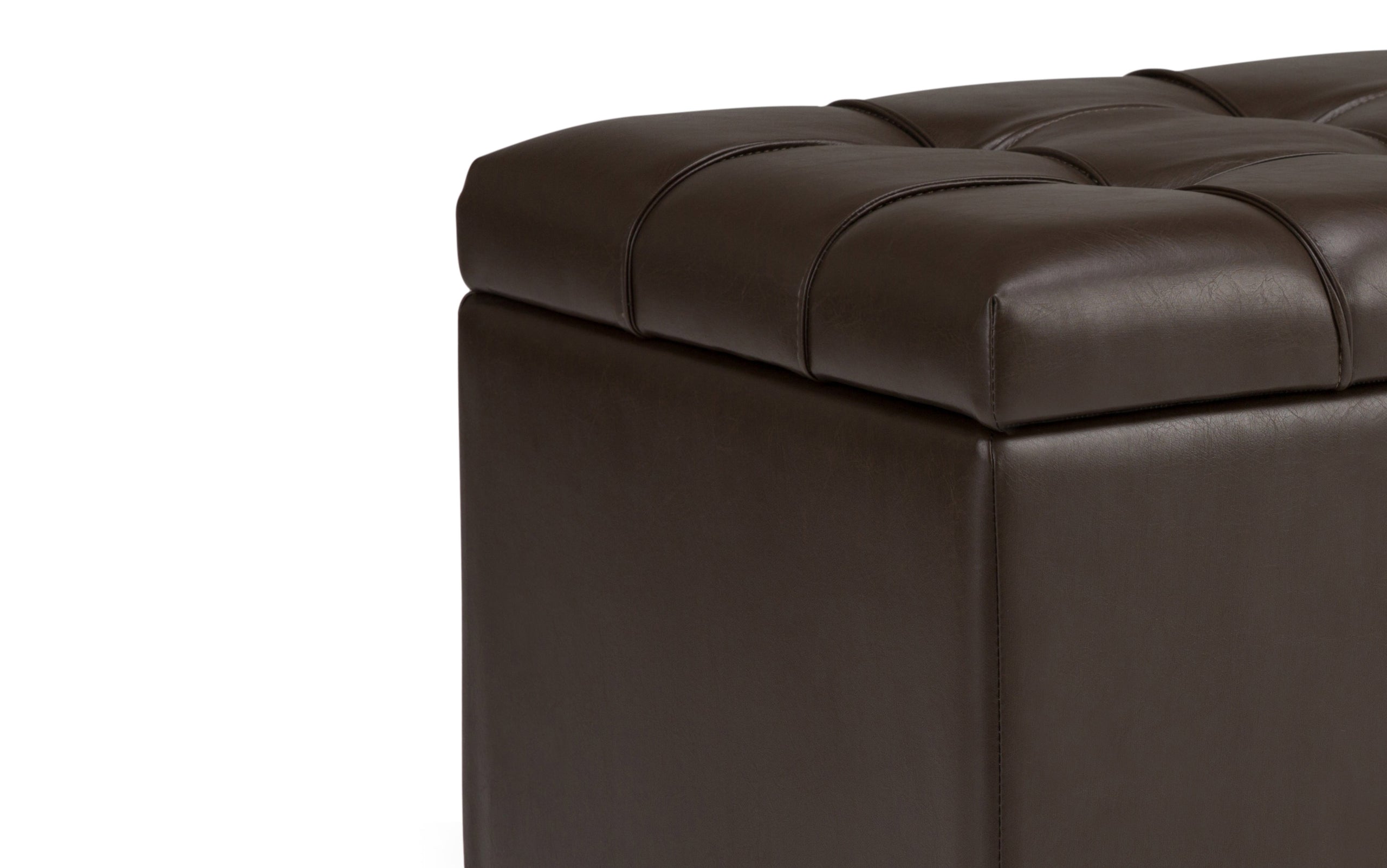 Chocolate Brown Vegan Leather | Sienna Storage Ottoman Bench