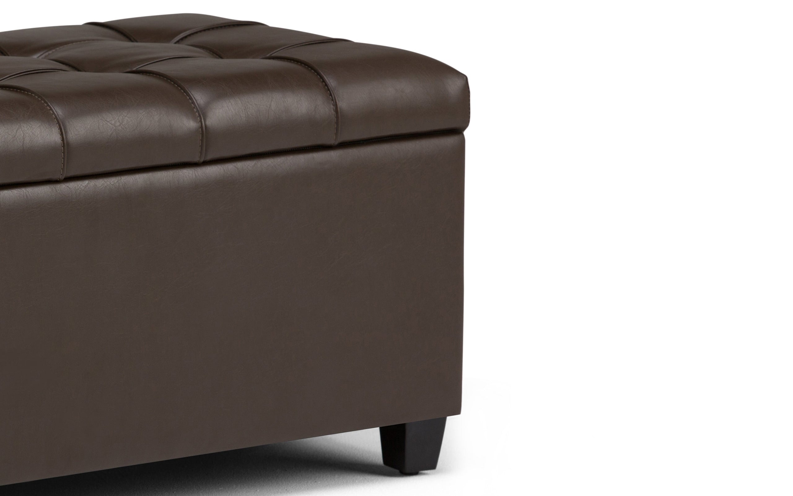 Chocolate Brown Vegan Leather | Sienna Storage Ottoman Bench