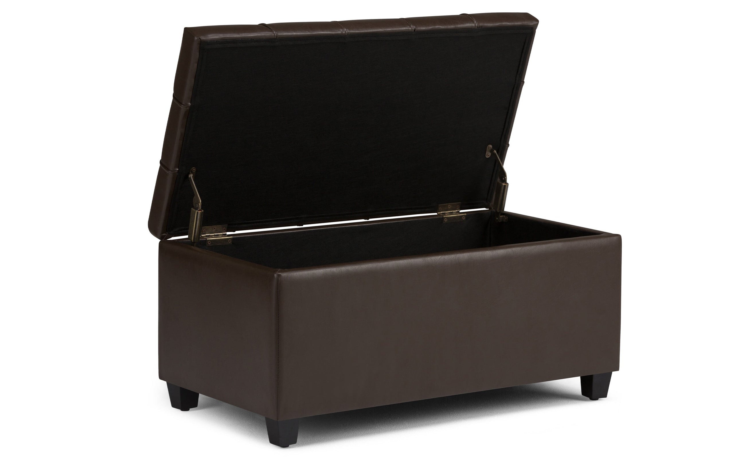 Chocolate Brown Vegan Leather | Sienna Storage Ottoman Bench