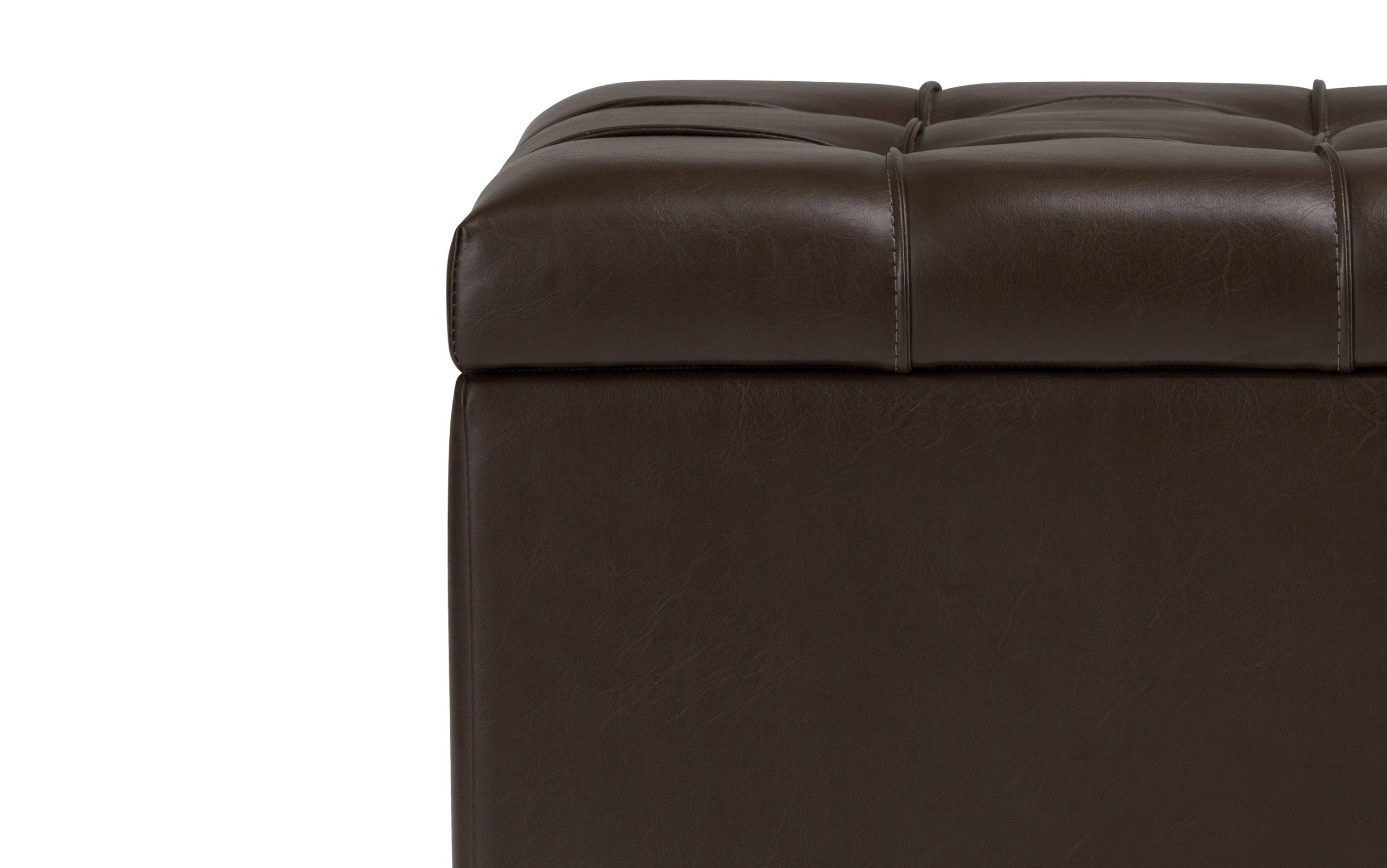 Chocolate Brown Vegan Leather | Sienna Storage Ottoman Bench