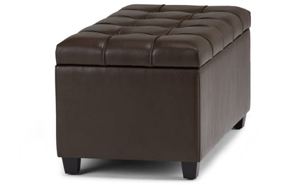 Chocolate Brown Vegan Leather | Sienna Storage Ottoman Bench