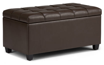 Chocolate Brown Vegan Leather | Sienna Storage Ottoman Bench