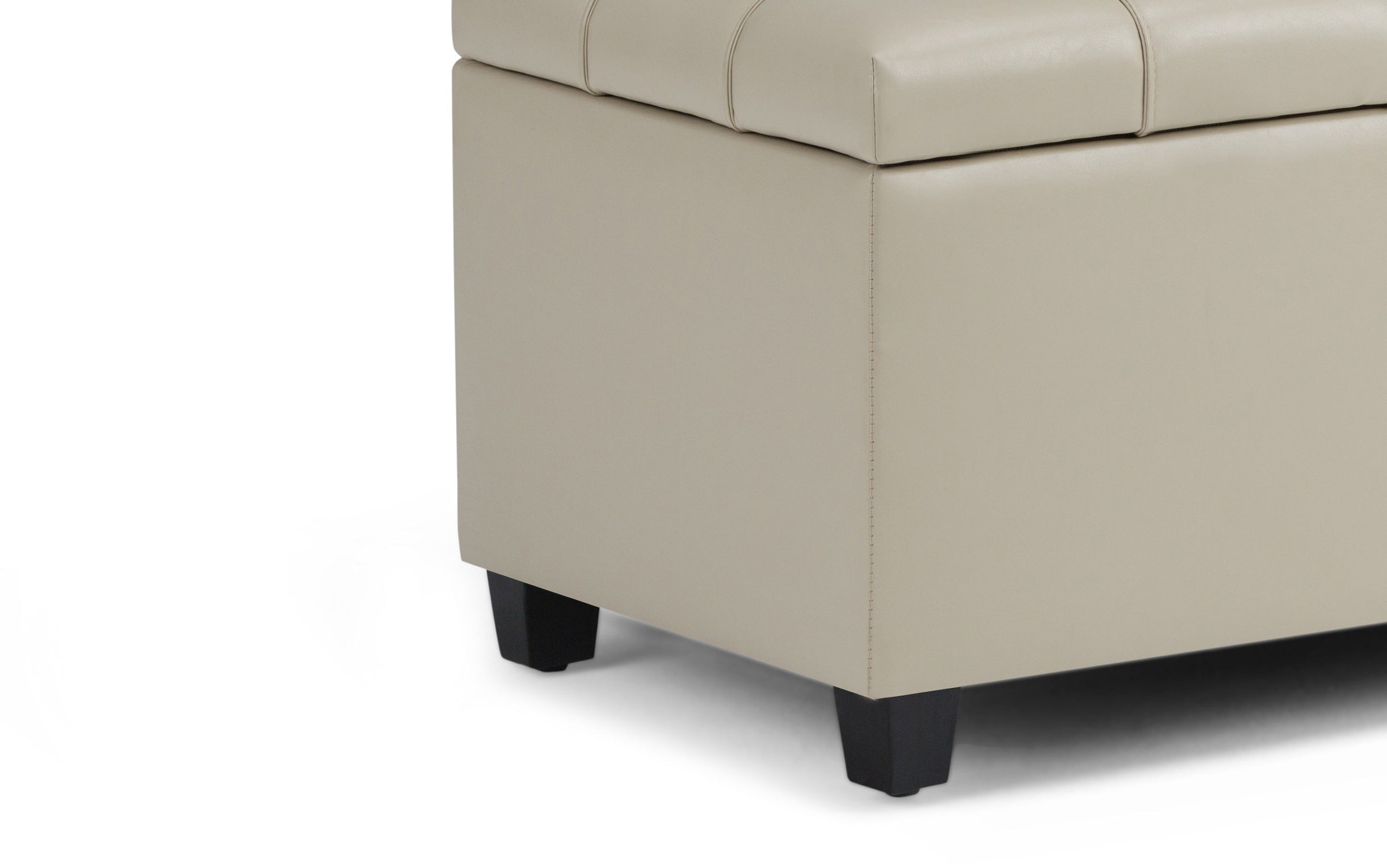 Satin Cream Vegan Leather | Sienna Storage Ottoman Bench