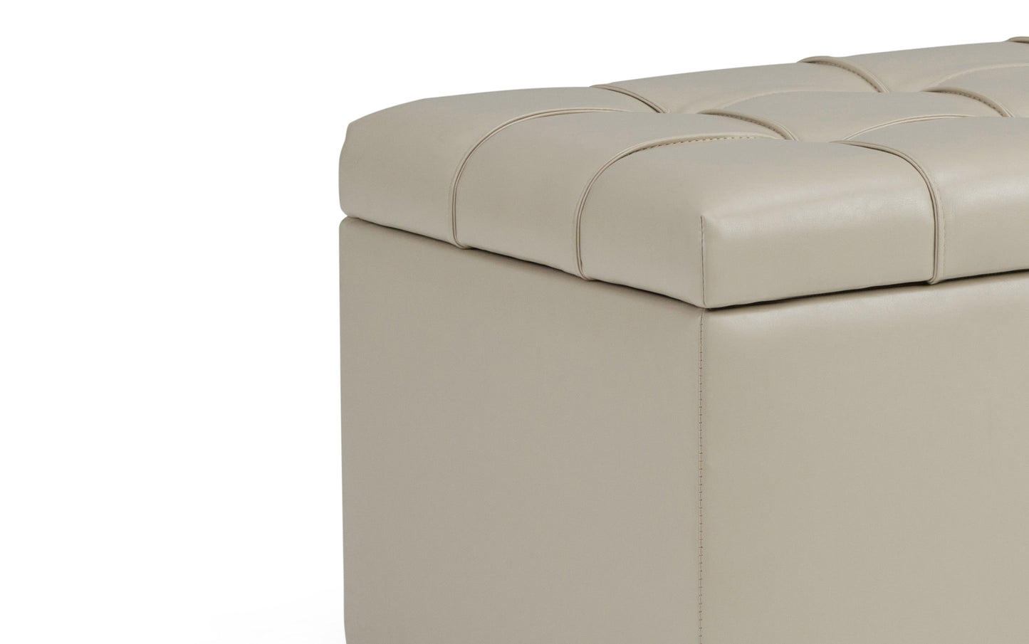 Satin Cream Vegan Leather | Sienna Storage Ottoman Bench